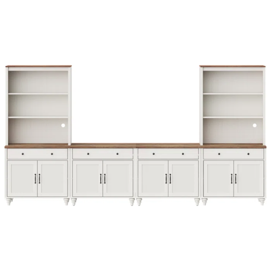 Farmhouse TV Stand With Bookshelves